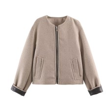 Street style leather effect layered jacket