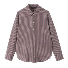 Simple style casual striped loose poplin shirt