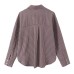 Simple style casual striped loose poplin shirt