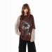 Print Color-Blocked Fake Two-Piece Long Sleeve T-Shirt 