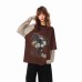 Print Color-Blocked Fake Two-Piece Long Sleeve T-Shirt 