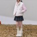 Faux Fur Vest with Pink Color-block Plaid Pattern