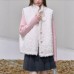 Faux Fur Vest with Pink Color-block Plaid Pattern