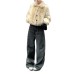 Coco Bankelili  Versatile Corduroy Green Jeans