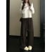 Thick Super Warm Thermal Air Layer Patterned Yarn Double-Sided Brushed Woolen Wide Leg Pants