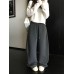 Thick Super Warm Thermal Air Layer Patterned Yarn Double-Sided Brushed Woolen Wide Leg Pants