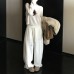 Thick Super Warm Thermal Air Layer Patterned Yarn Double-Sided Brushed Woolen Wide Leg Pants