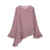 Simple long sleeved round neck asymmetrical layered decorative top