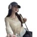 V-neck Semi-sheer Lightweight Sun Protection Short Sleeve Top