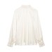 French standing collar silk textured shirt
