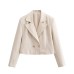 Double breasted suit jacket+straight leg pants