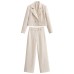 Double breasted suit jacket+straight leg pants