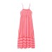 Vacation style backless striped camisole dress with a large swing