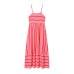 Vacation style backless striped camisole dress with a large swing