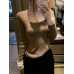Square Neck Knit Top for Women