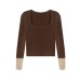 Square Neck Knit Top for Women