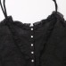 Black fungus edge embroidered cotton chiffon camisole top Black fungus edge embroidered cotton chiffon camisole top