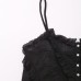 Black fungus edge embroidered cotton chiffon camisole top Black fungus edge embroidered cotton chiffon camisole top