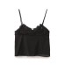 Black fungus edge embroidered cotton chiffon camisole top Black fungus edge embroidered cotton chiffon camisole top