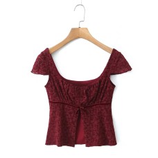 Style Women's Top with Bow Design and Slit Detail