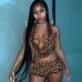 Revealing Back Hanging Neck Strap Printed Set for Women