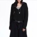 Fake Two-Piece V-Neck Solid Color  Loose Knit Sweater