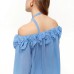 Ruffle Off-the-Shoulder Top Copper Ammonia Silk Blouse
