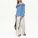 Ruffle Off-the-Shoulder Top Copper Ammonia Silk Blouse