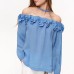 Ruffle Off-the-Shoulder Top Copper Ammonia Silk Blouse