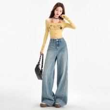 Vintage High-Waisted Wide-Leg Jeans for Petite Figures