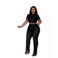 Slim fit navel exposed mesh pleated suit for women