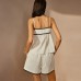 Backless contrasting suspender suit for women