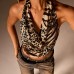 Open navel hanging neck mesh printed top for women