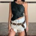 Spicy girl flocking irregular top for women