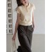 Short Sleeve Knit Top Lightweight Casual Slim-Fitting Cropped Versatile Raglan Sleeve Top