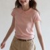 Short Sleeve Knit Top Lightweight Casual Slim-Fitting Cropped Versatile Raglan Sleeve Top