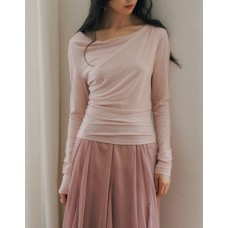One-Shoulder Knit Top with Lyocell Wool Design Soft and Comfortable for Casual Wear