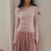 One-Shoulder Knit Top with Lyocell Wool Design Soft and Comfortable for Casual Wear
