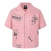 Cross letter printed lapel short sleeved shirt