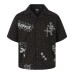 Cross letter printed lapel short sleeved shirt