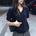 superniniy Literary  Polo Neck Minimalist Fresh Elegant Knitwear for Women
