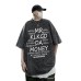 Short Sleeve Round Neck Washed Summer T-Shirt Loose Fit, Vintage Fashion Brand, Heavyweight Cotton Half Sleeve Five-Fifth Length