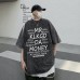 Short Sleeve Round Neck Washed Summer T-Shirt Loose Fit, Vintage Fashion Brand, Heavyweight Cotton Half Sleeve Five-Fifth Length