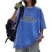 Casual Washed Vintage Crewneck Loose Oversized Snowflake Print Cotton T-Shirt for Youth