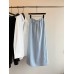 Skirt Slim-Fitting Small A-Line Solid Color Tie-Waist Length Cool Linen Skirt