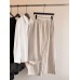 Skirt Slim-Fitting Small A-Line Solid Color Tie-Waist Length Cool Linen Skirt