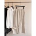 Skirt Slim-Fitting Small A-Line Solid Color Tie-Waist Length Cool Linen Skirt