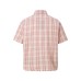 Pink checkered hem with frayed edge design and a lapel short sleeved shirt