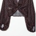 Elegant V-neck Long Sleeve Printed Top with Tie Detail for Women