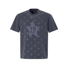 Star full digital print washed and worn short sleeves